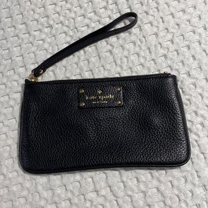 Kate Spade wristlet, black leather, like new